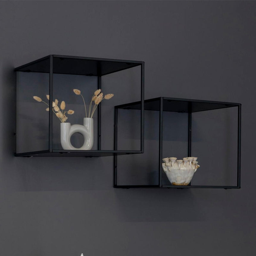 Vita Black Melamine Wall Shelf