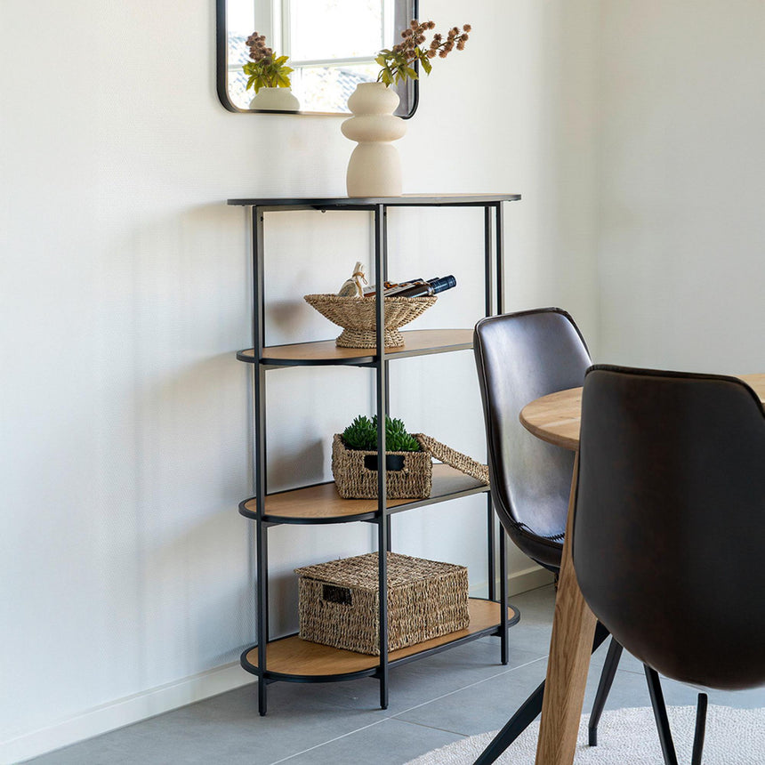 Vita Natural Wood Curved Open Shelving Unit