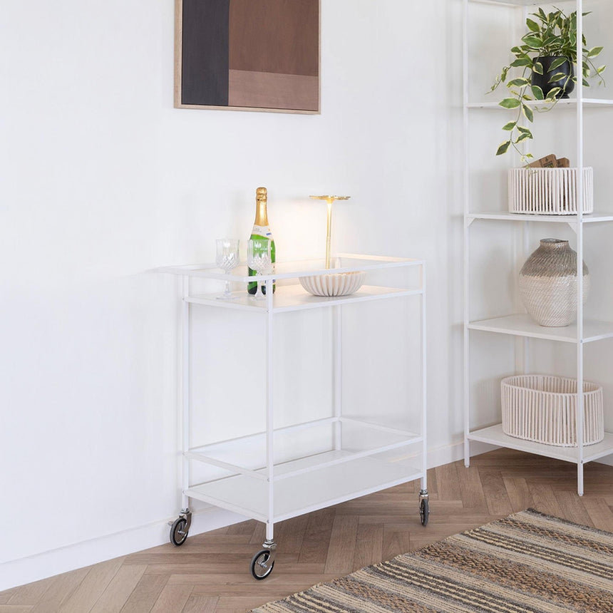 Vita White Melamine Bar Trolley