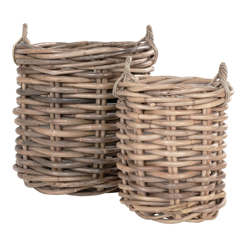 Burton Natural Rattan Round Baskets - Set of 2