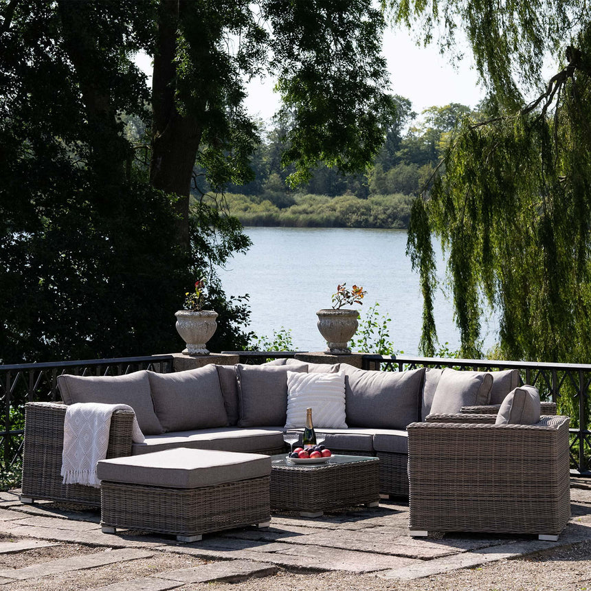 Calvi Grey Fabric and Polyrattan Lounge Set