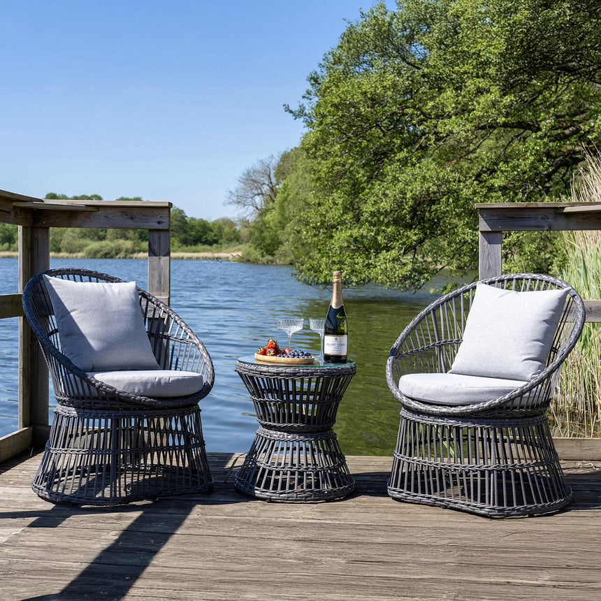 Natal Grey Metal Rattan Lounge Set