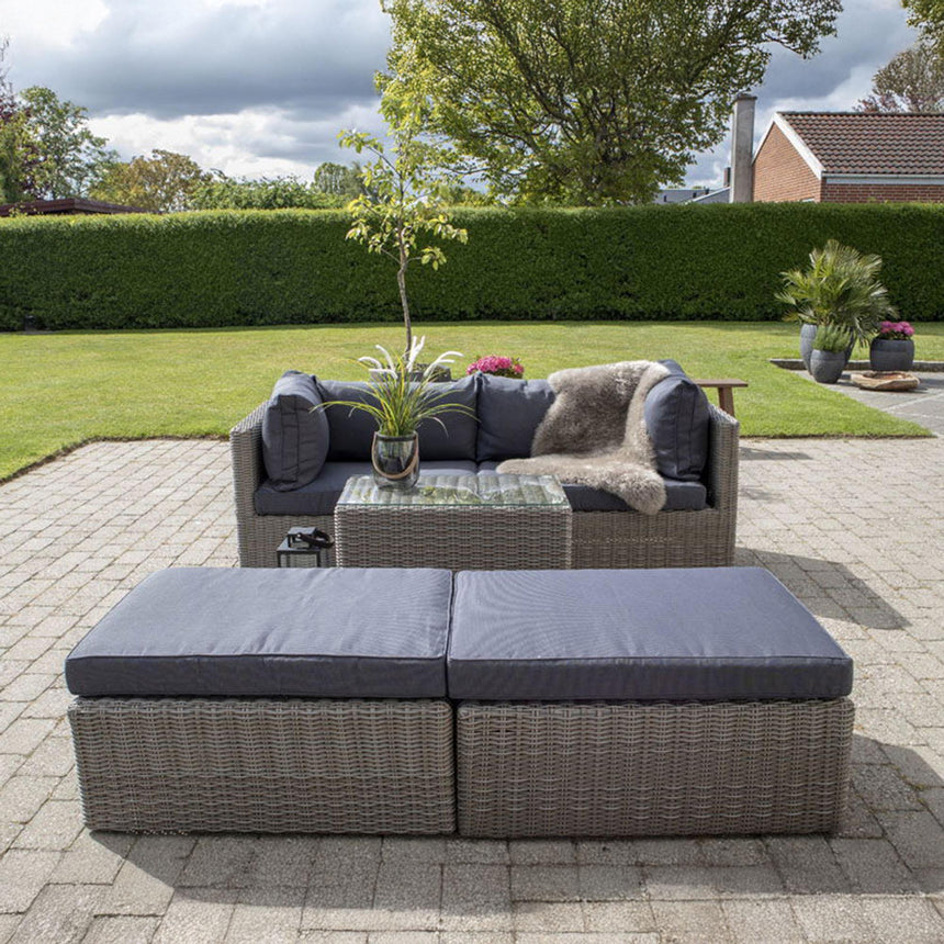 Rossi Grey Fabric and Polyrattan Lounge Set