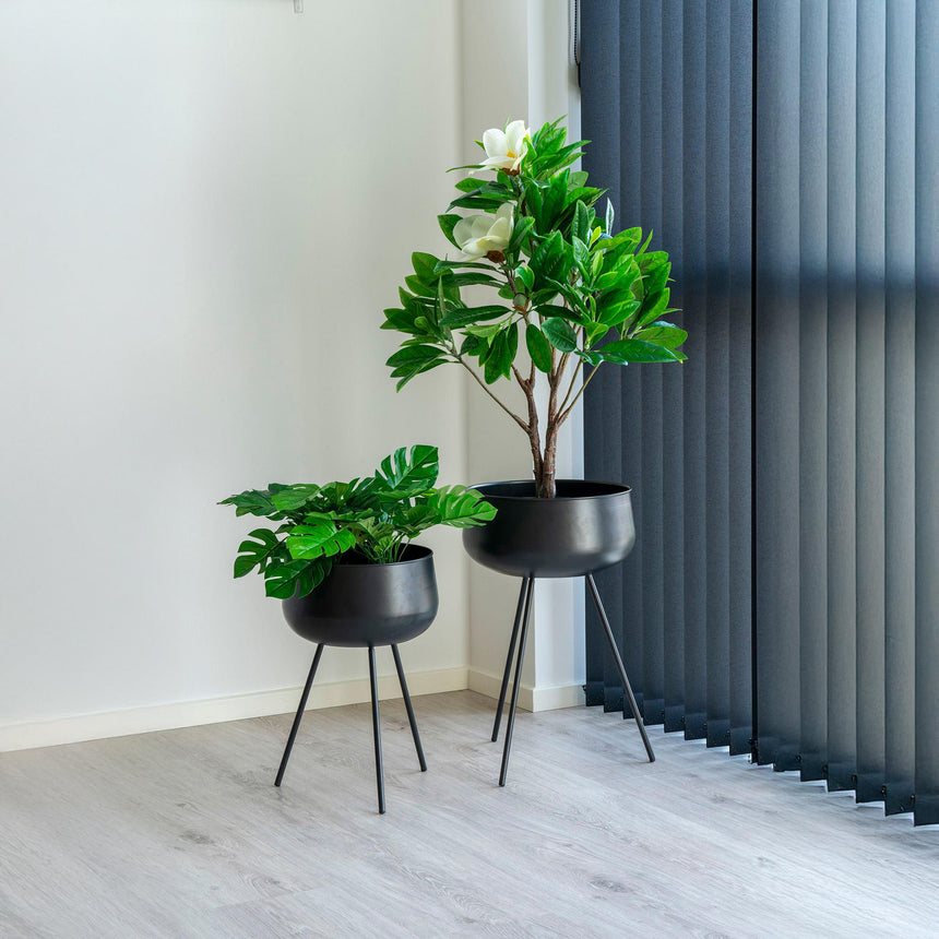 Ardola Black Steel Set of 2 Flowerpots