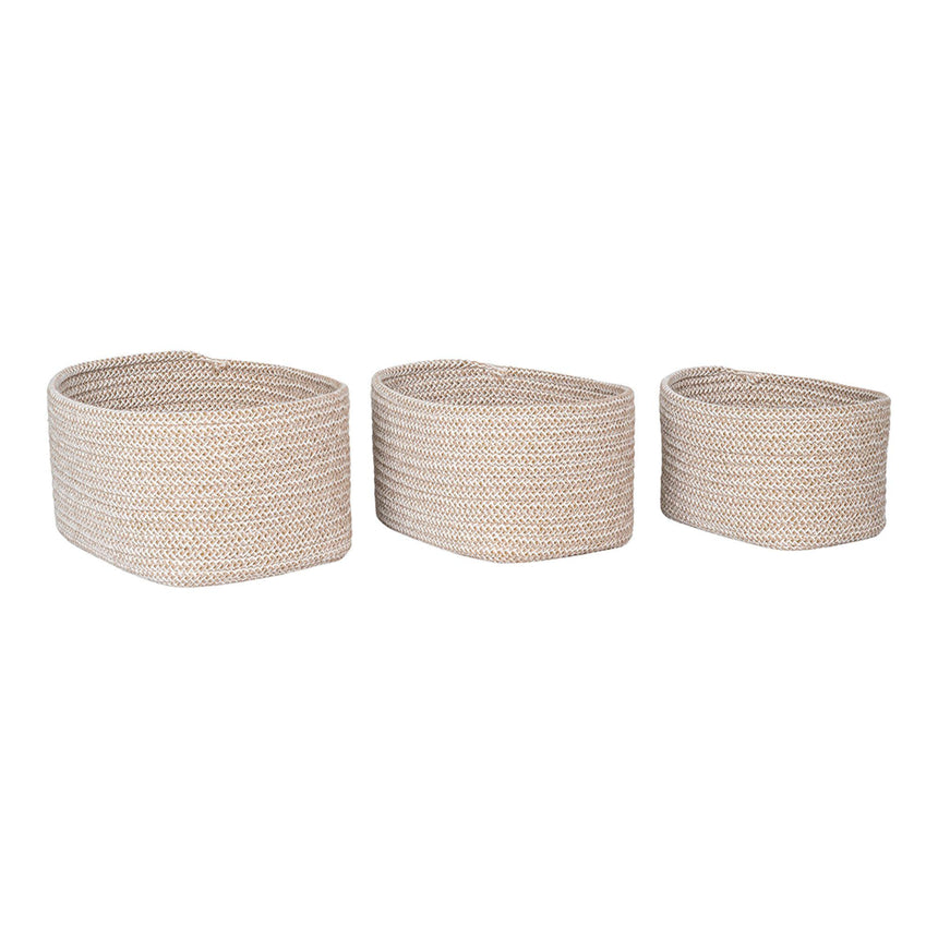 Cadima Beige Cotton Basket (Set of 3)