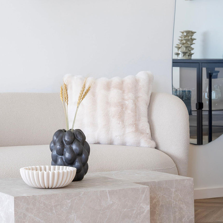 Galena White Fabric Artrificial Cushion