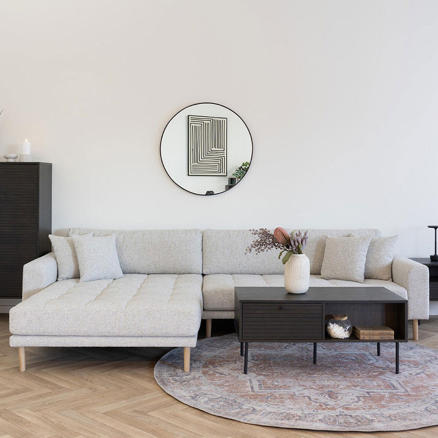Lido Beige Fabric Lounge Sofa - LHF