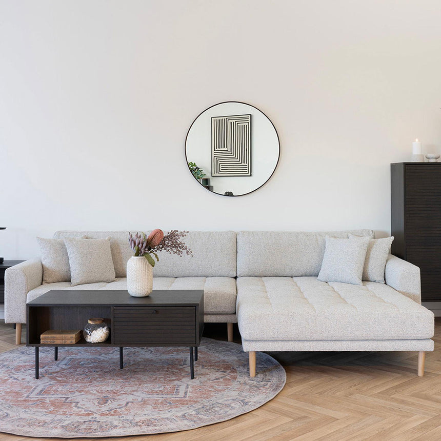 Lido Beige Fabric Lounge Sofa - RHF
