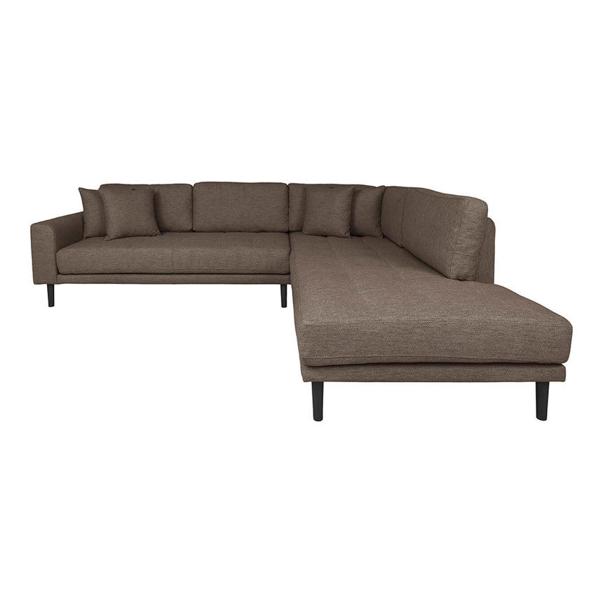 Lido Brown Fabric Right Hand Facing Corner Sofa Open End with Black Legs