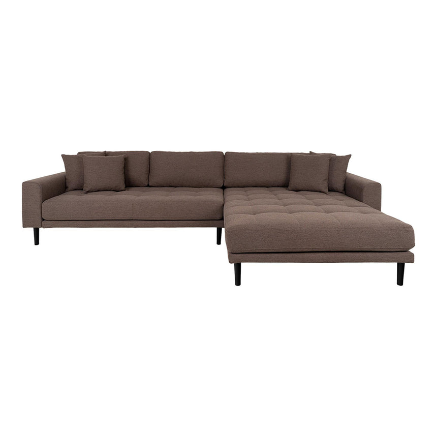 Lido Brown Fabric Right Hand Facing Lounge Sofa with Black Legs