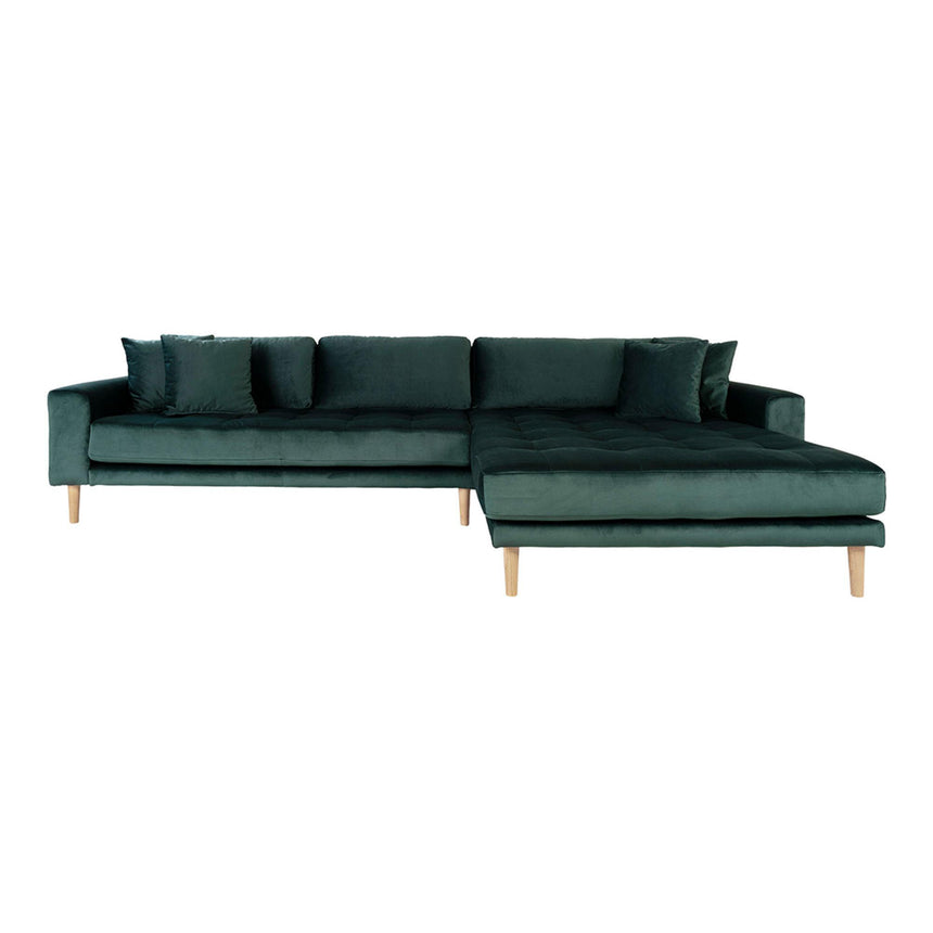 Lido Dark Green Fabric Right Hand Facing Lounge Sofa with Natural Legs
