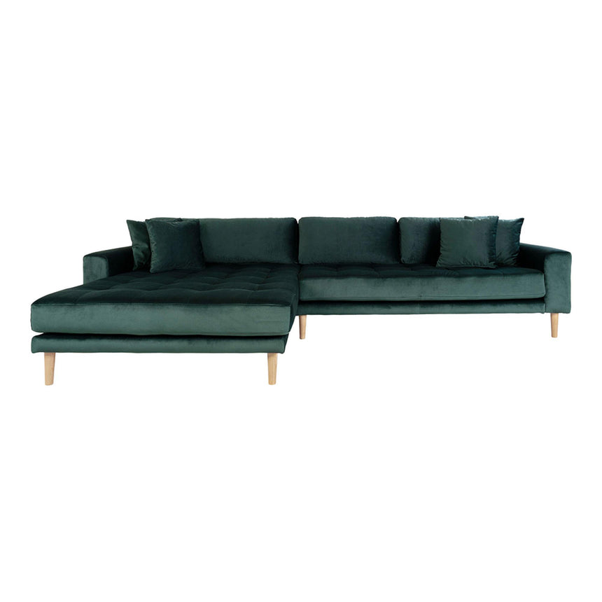 Lido Dark Green Left Hand Facing Lounge Sofa with Natural Legs