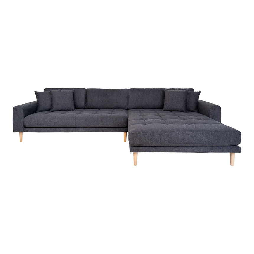 Lido Dark Grey Fabric Right Hand Facing Lounge Sofa with Natural Legs
