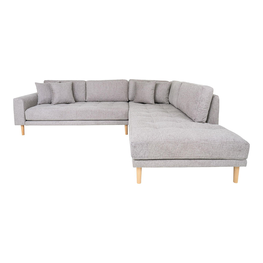 Lido Light Grey Fabric Right Hand Facing Corner Sofa Open End with Natural Legs