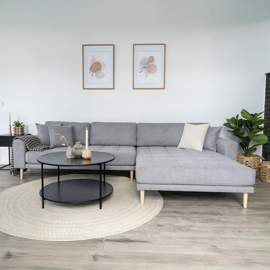 Lido Light Grey Fabric Right Hand Facing Lounge Sofa with Natural Legs