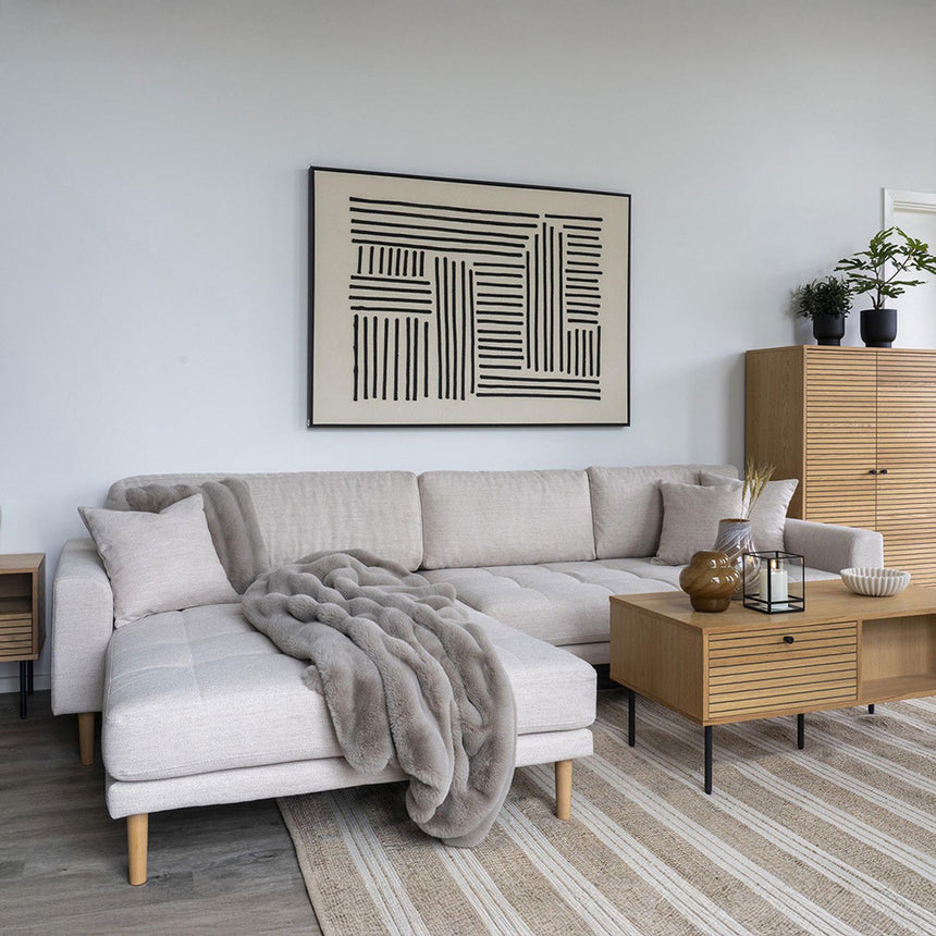 Lido Sand Fabric Left Hand Facing Lounge Sofa with Natural Legs