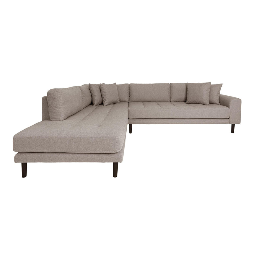 Lido Stone Fabric Left Hand Facing Corner Sofa Open End with Black Legs