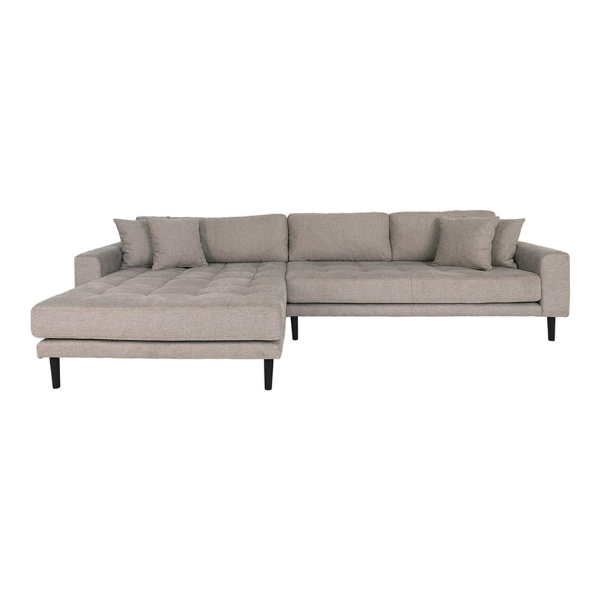 Lido Stone Fabric Left Hand Facing Lounge Sofa with Black Legs