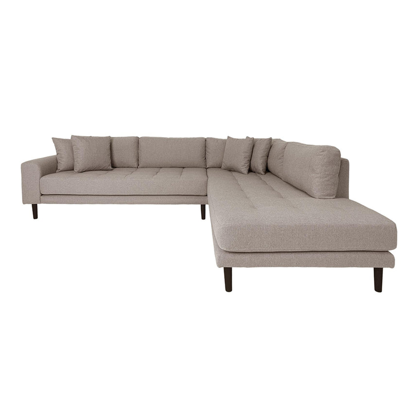Lido Stone Fabric Right Hand Facing Corner Sofa Open End with Black Legs