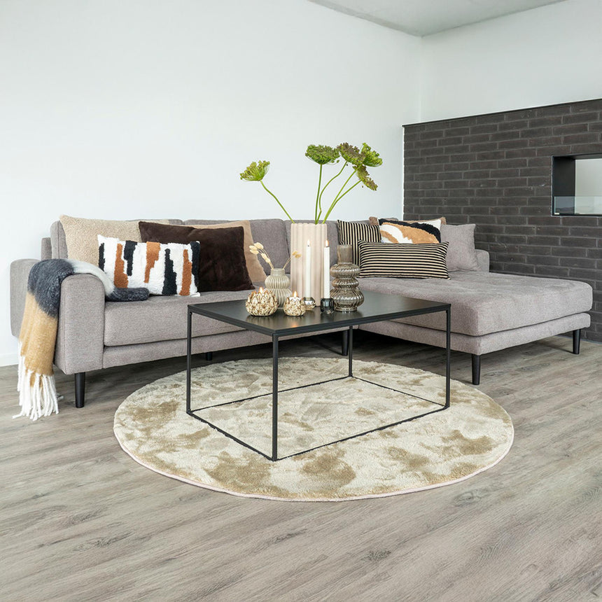 Lido Stone Fabric Right Hand Facing Lounge Sofa with Black Legs