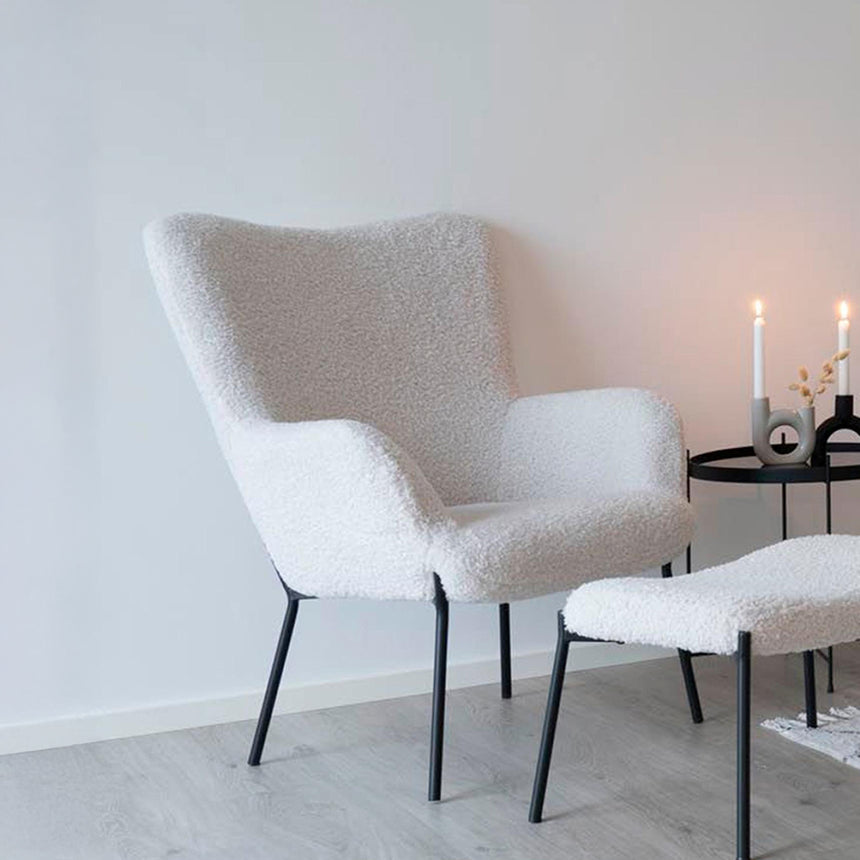 Glasgow White Faux Lambskin Armchair