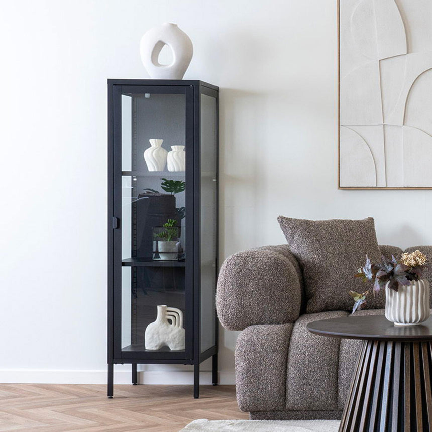 Nondalton Black 140cm Slim Display Cabinet