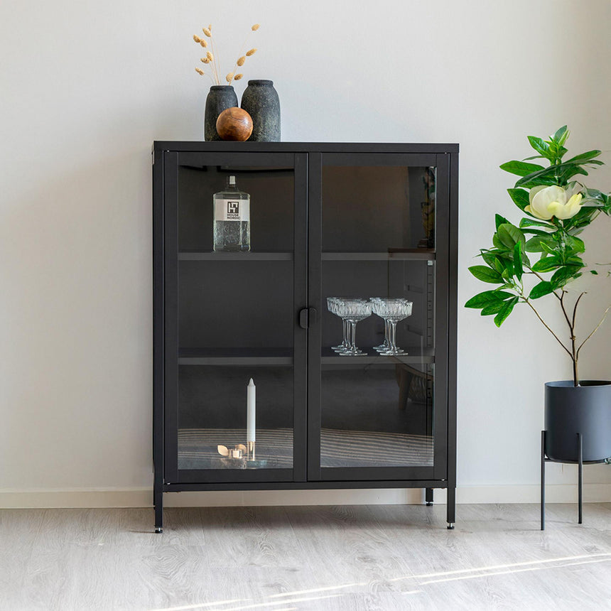 Nondalton Black Metal Display Cabinet