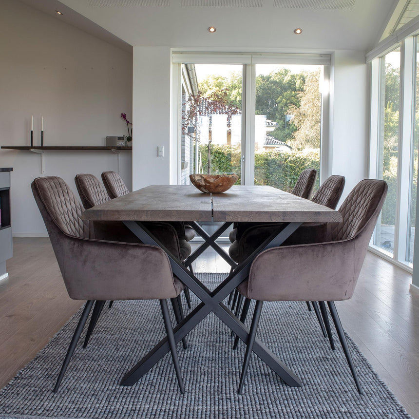 Toulon 200cm Smoked Oiled Oak Dining Set with 6 Harbo Chairs