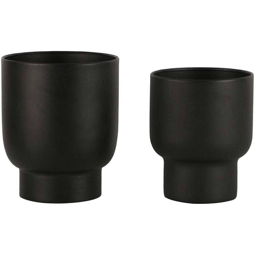 Fulda Black Metal Flowerpots - Set of 2