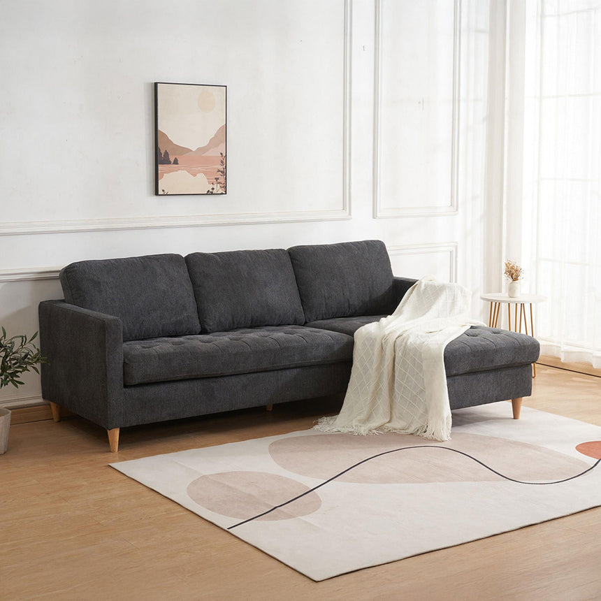 Firenze Grey Fabric Right Hand Facing Sofa with Natural Legs