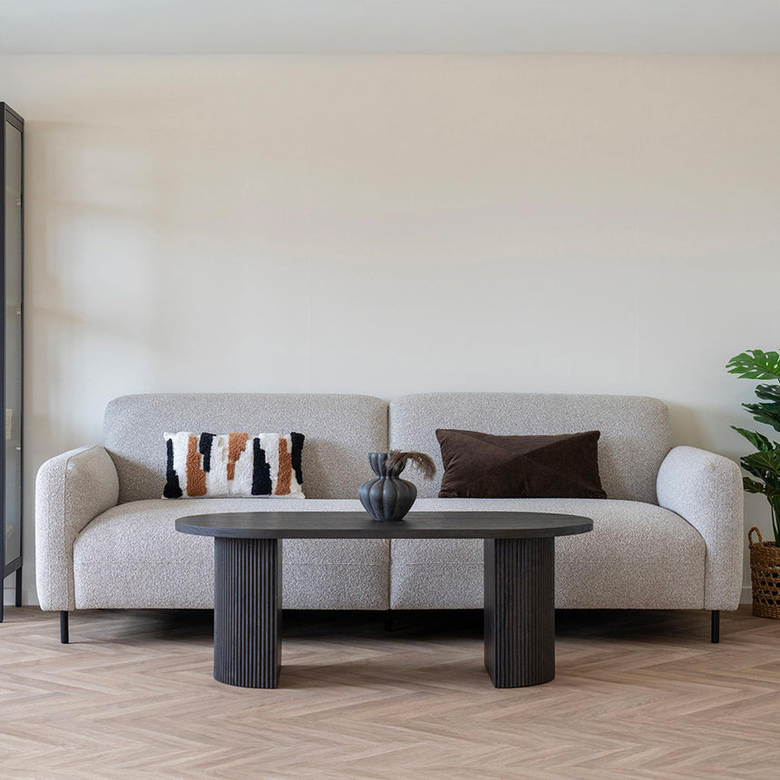 Salvador Light Grey Boucle Fabric 3 Seater Sofa