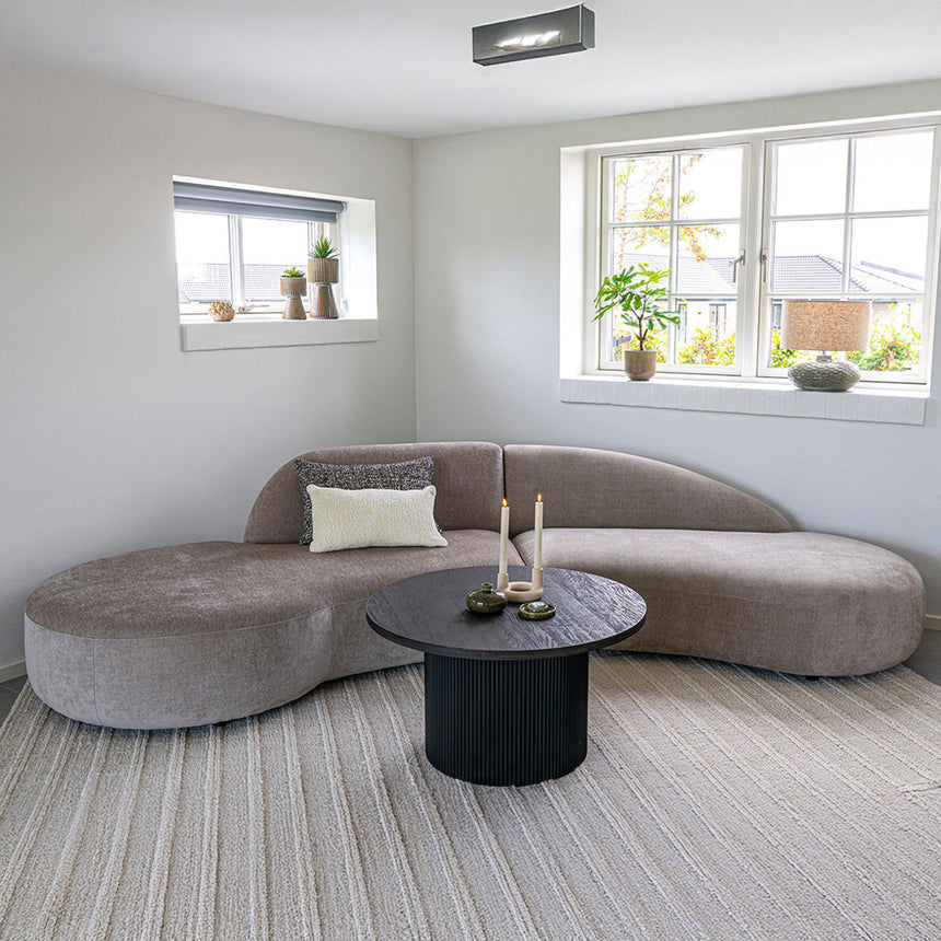 Venice Taupe Fabric 4 Seater Curved Sofa