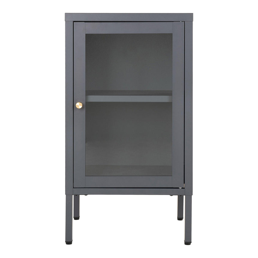 Dalby Glass and Grey Metal 1 Door Cabinet