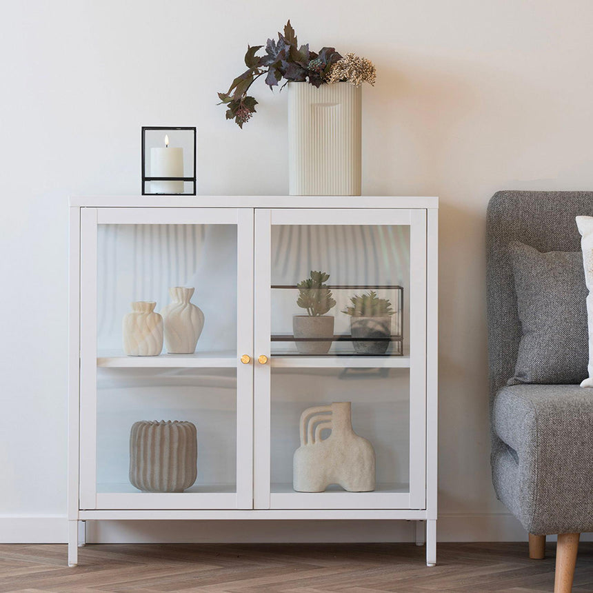 Dalby Glass and White Metal 2 Door Cabinet