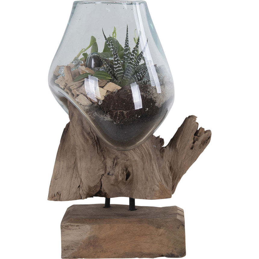 San Marino Teak Wood and Glass Small Waterdrop