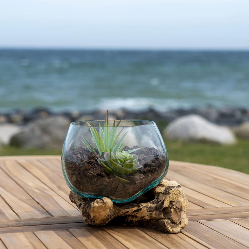 San Marino Teak Wood and Glass Waterdrop