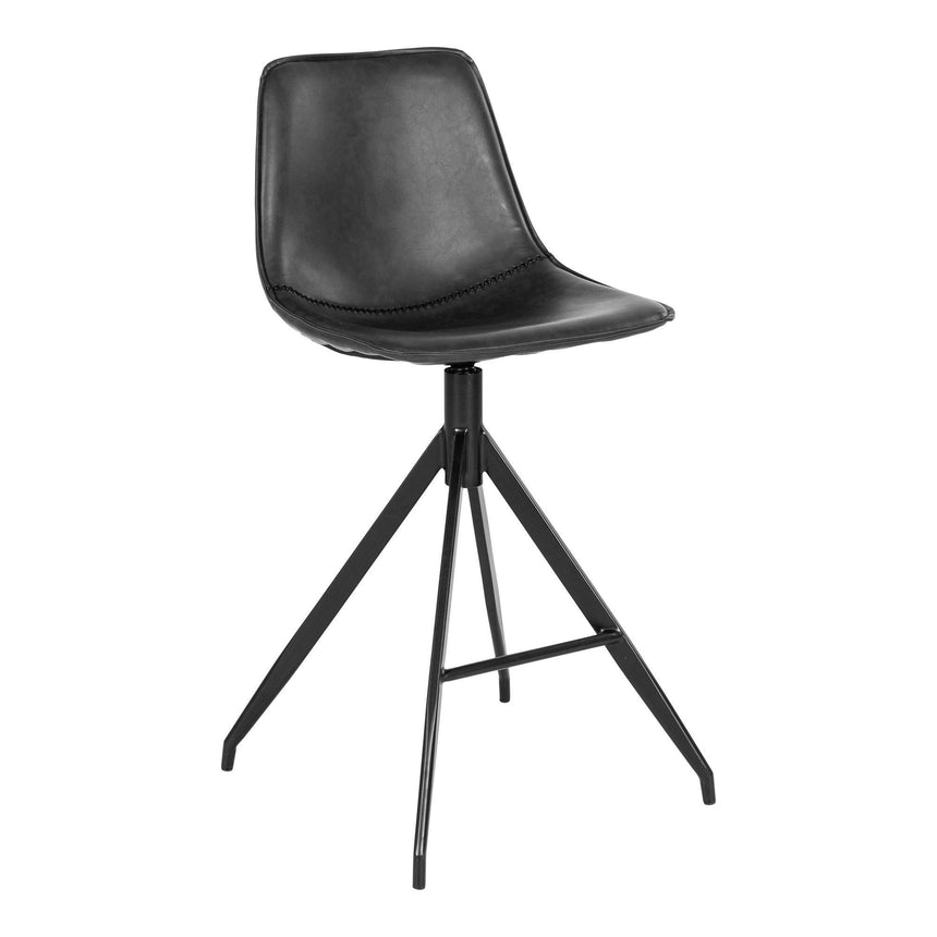 2 x Monaco Black Faux Leather Barstool