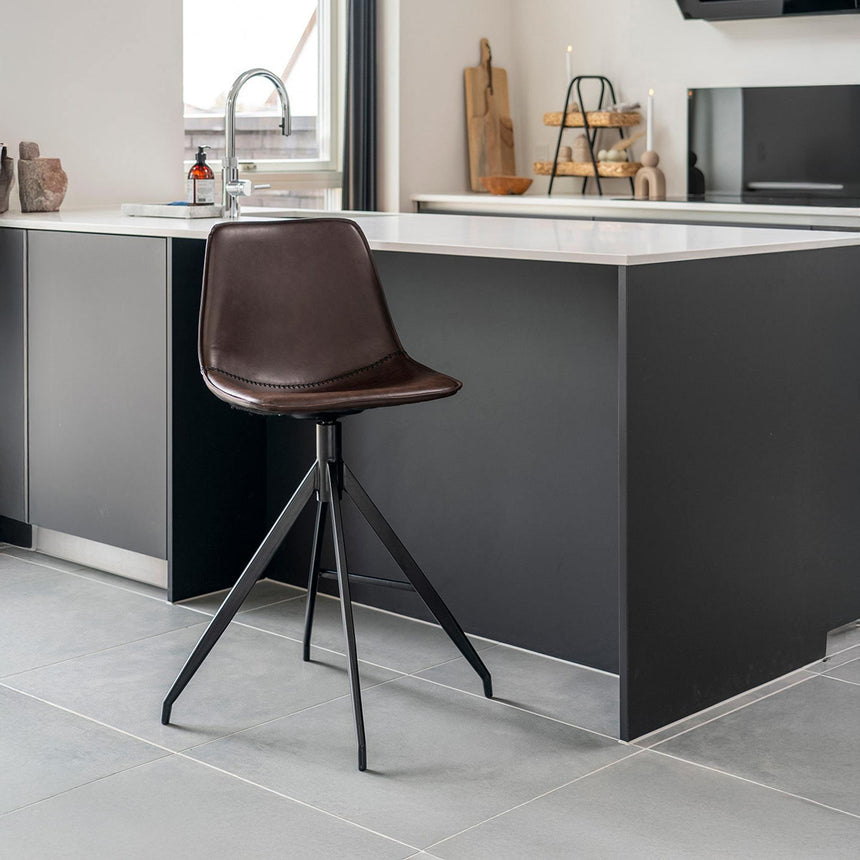 2 x Monaco Brown Faux Leather Barstool