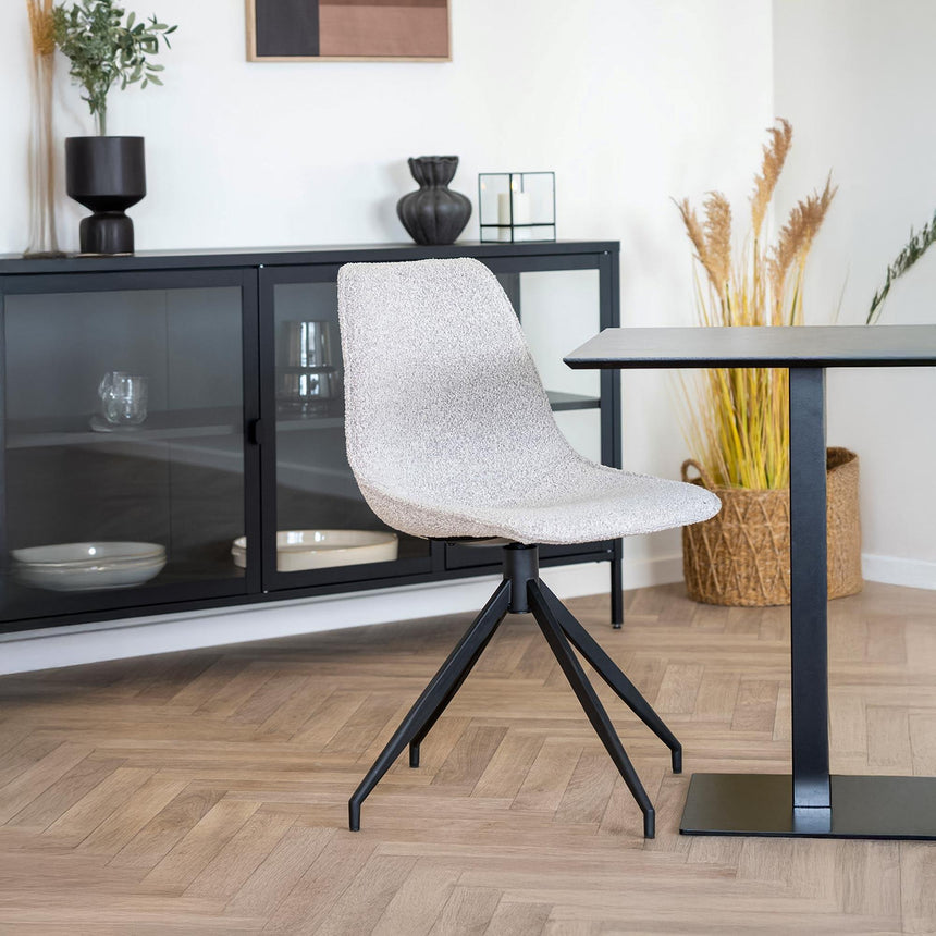 2 x Monaco Grey Boucle Fabric Swivel Dining Chair