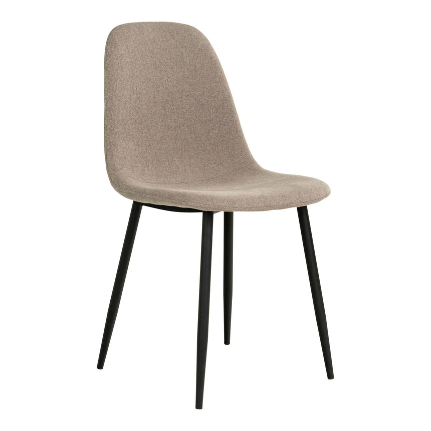 2 x Stockholm Stone Fabric Dining Chair with Black Legs