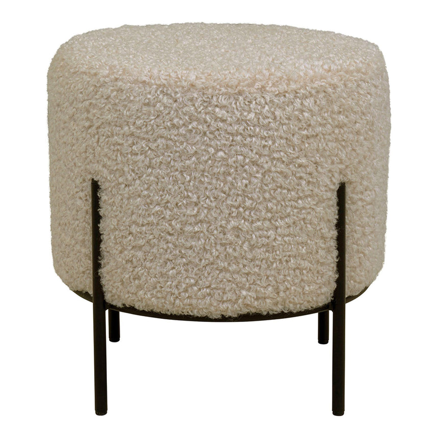Alford Beige Boucle Fabric Round Pouf