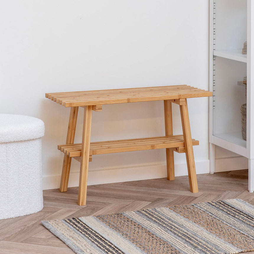 Ember Natural Bamboo Bench with Shelf