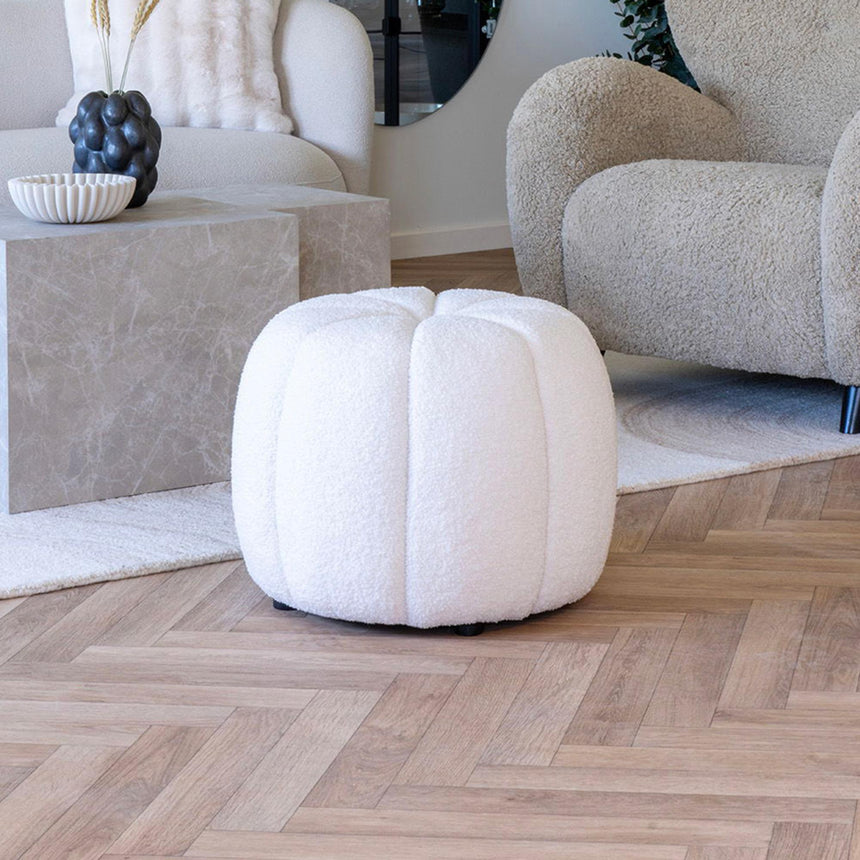 Paisley Off White Fabric Pouf