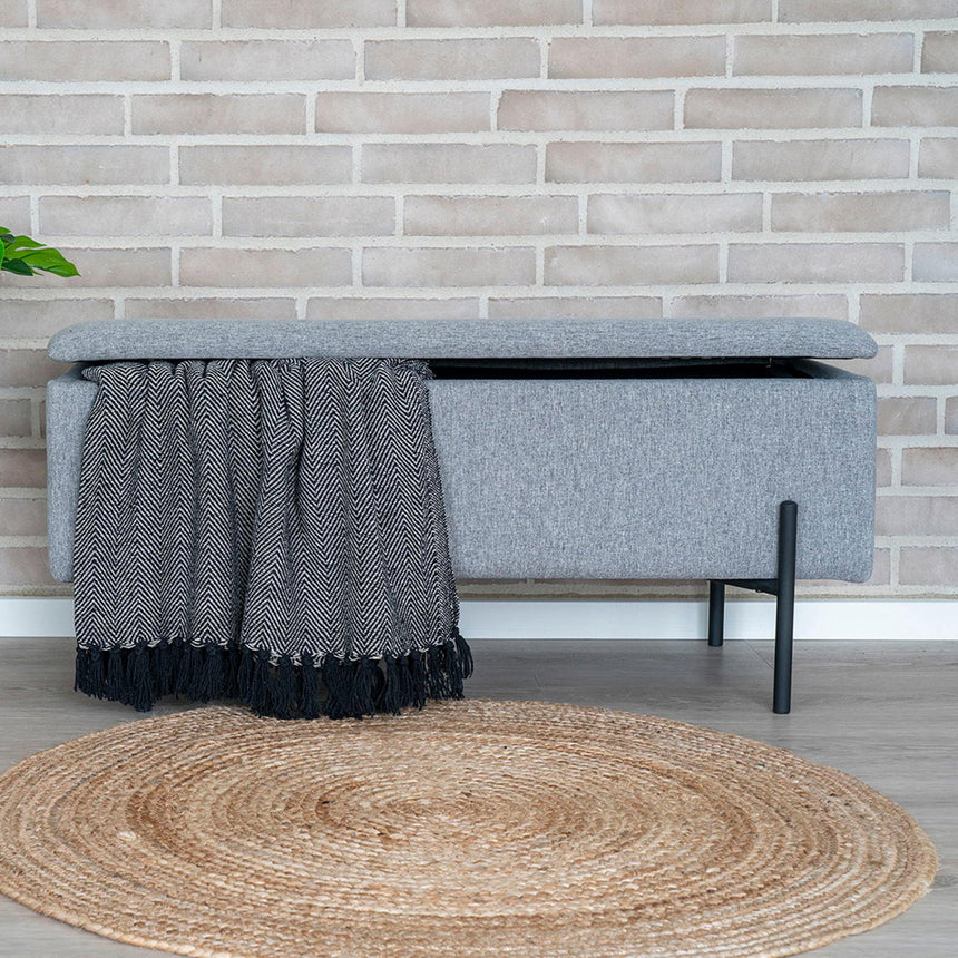 Watford Light Grey Fabric Storage Bench