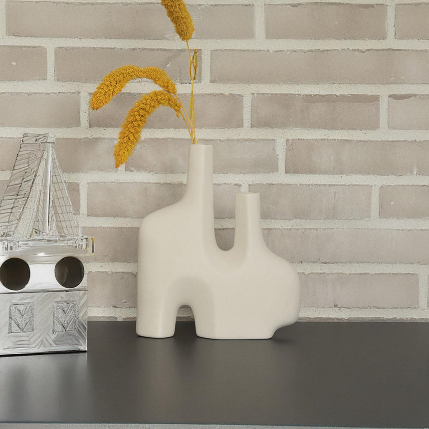 Double Bud Design Sand Ceramic Vase