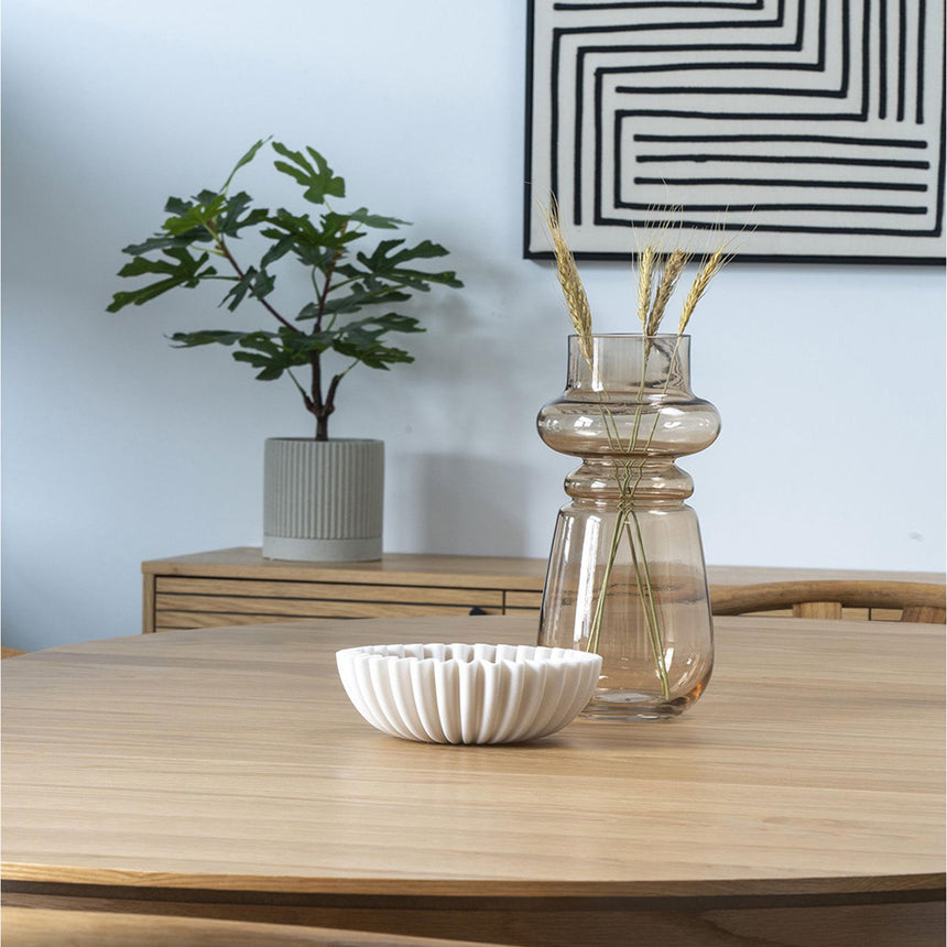 Brown Smoked Glass Round Vase