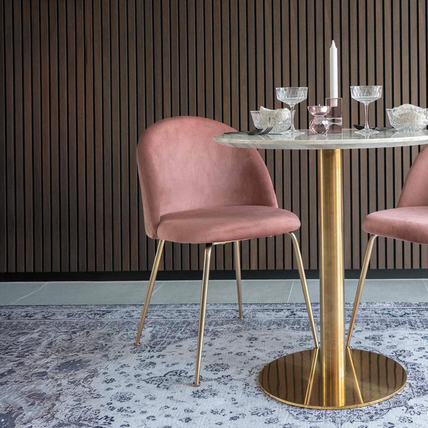 2 x Geneve Rose Velvet Fabric Dining Chair with Gold Legs