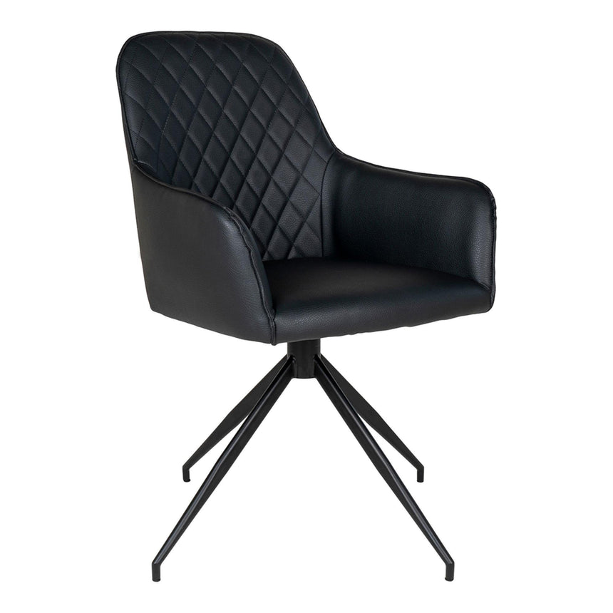2 x Harbo Black Leather Swivel Dining Chair