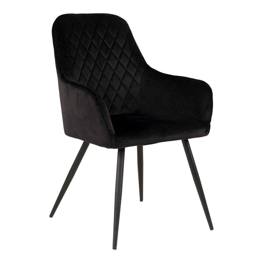 2 x Harbo Black Velvet Fabric Dining Chair