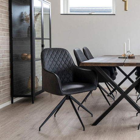 2 x Harbo Dark Grey Leather Swivel Dining Chair